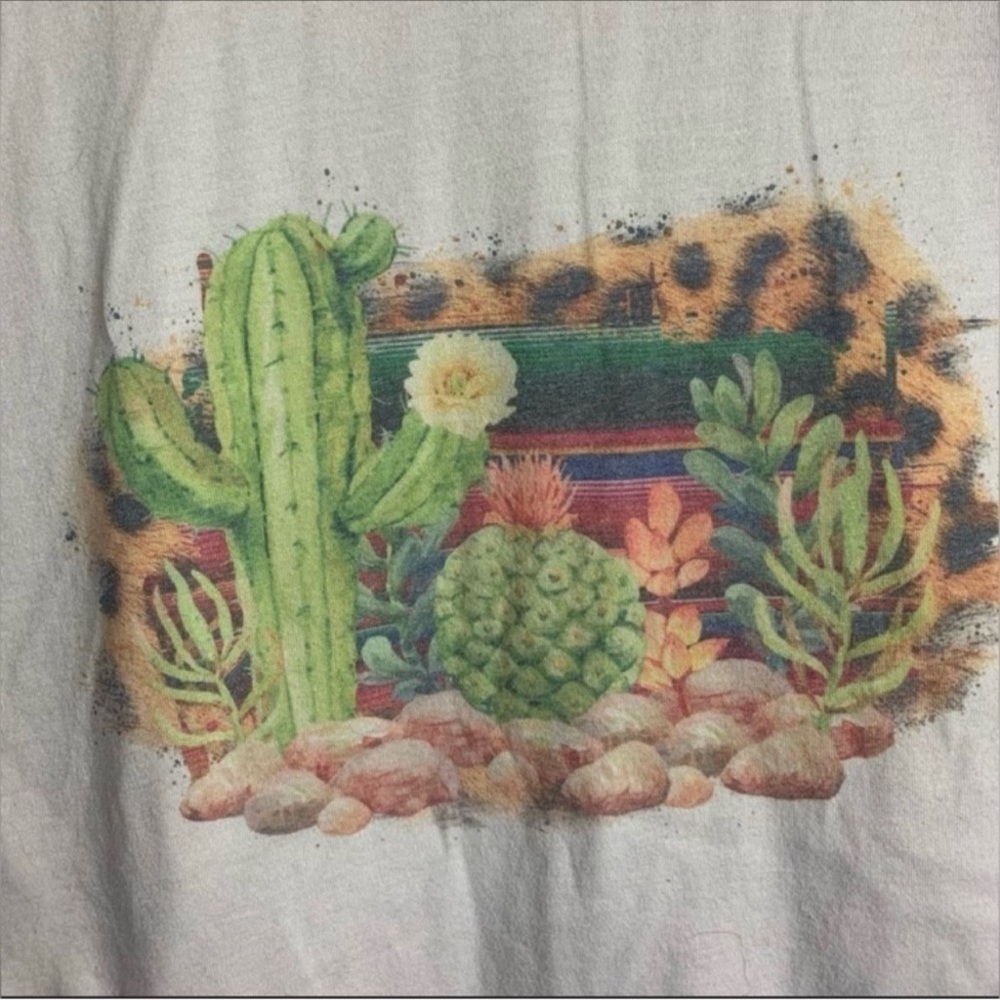 Bella Canvas Cactus Desert Leopard Graphic Tee Shirt - Picture 2 of 2